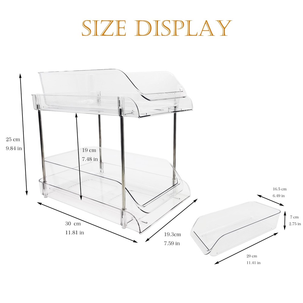 2 Tiered CD Holder Stand Plastic Storage Box DVD Display Rack Transparent