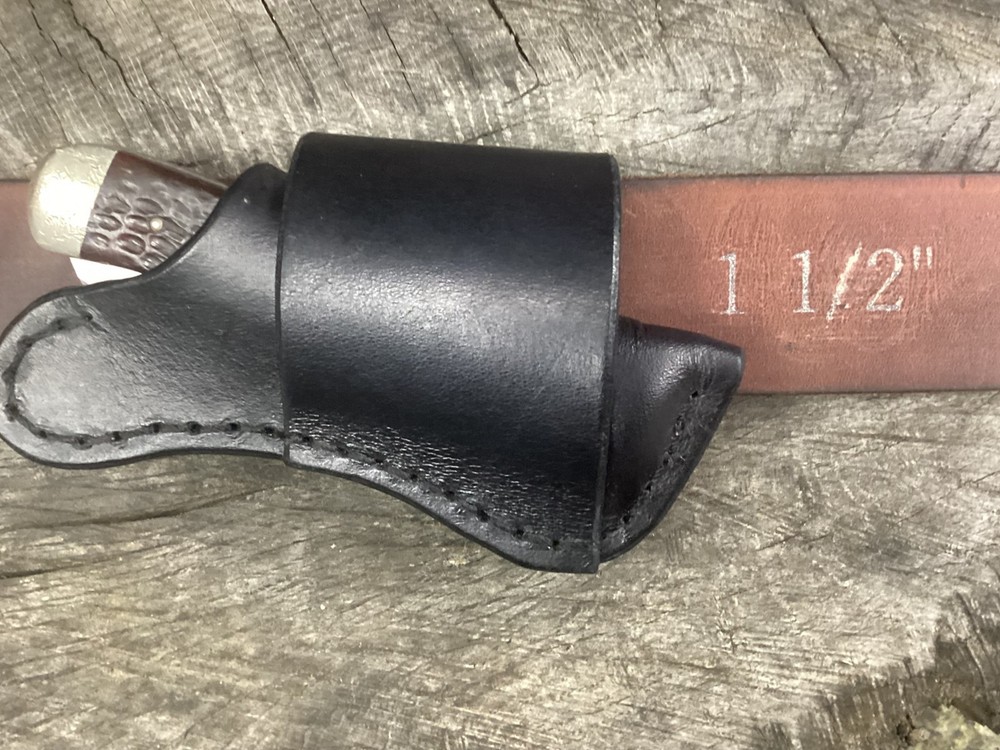 Leather Folding Knife Sheath Horizontal Trapper Size(Sheath Only)