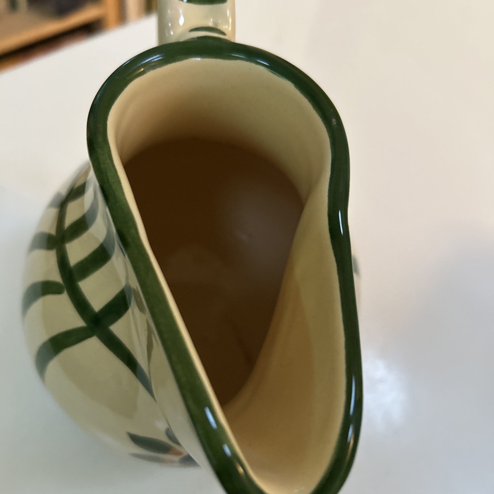 Ceramic Handpainted Floral Pitcher Italy Signed