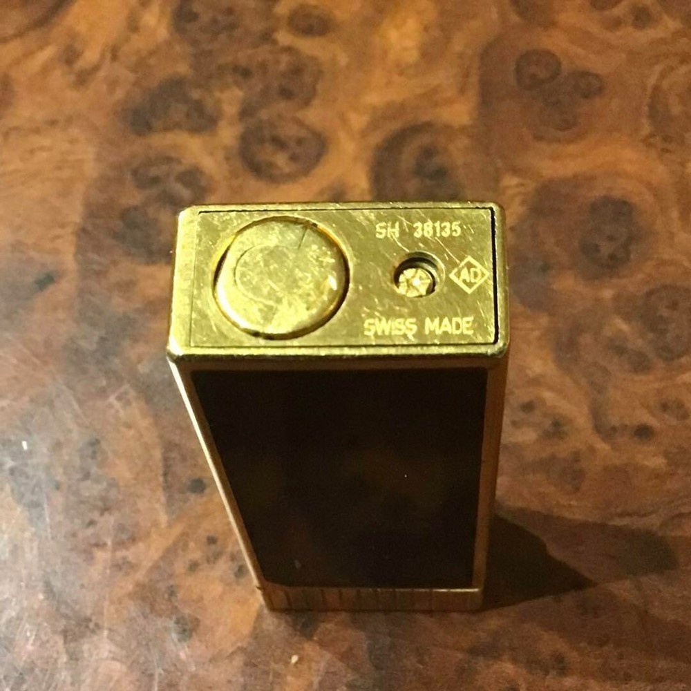 Working Dunhill Gas Lighter Black Lacquer Gold without box