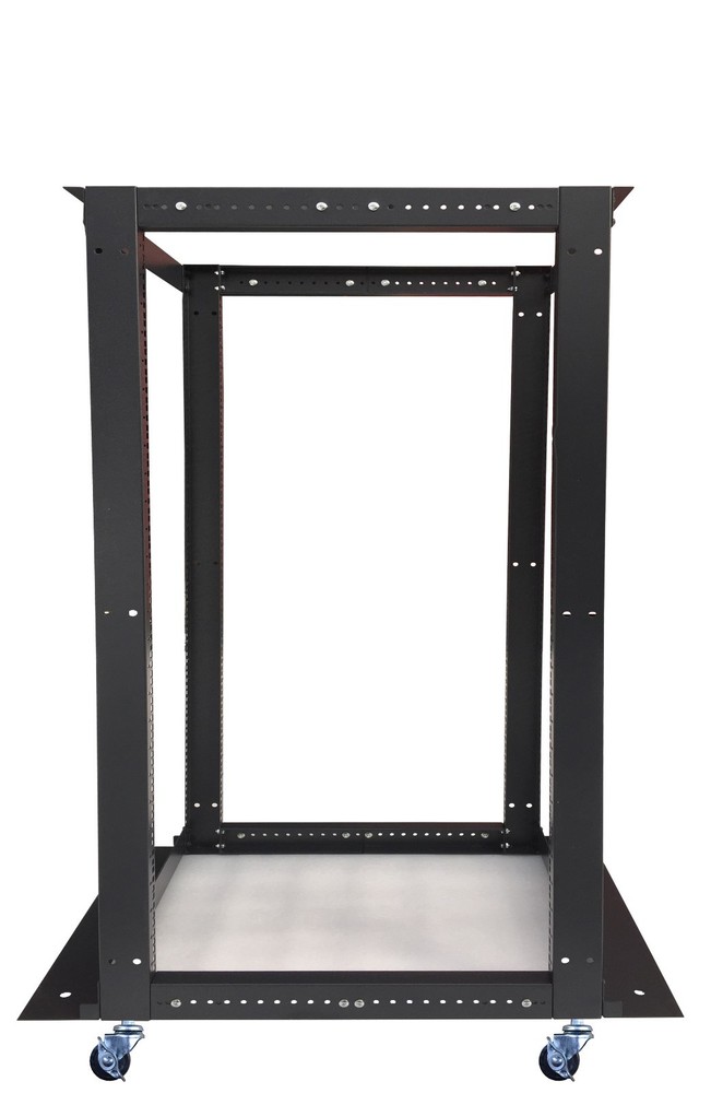 18U 4 Post Open Frame 19" Network Server Rack on Caters Adjustable Depth 24"-37"