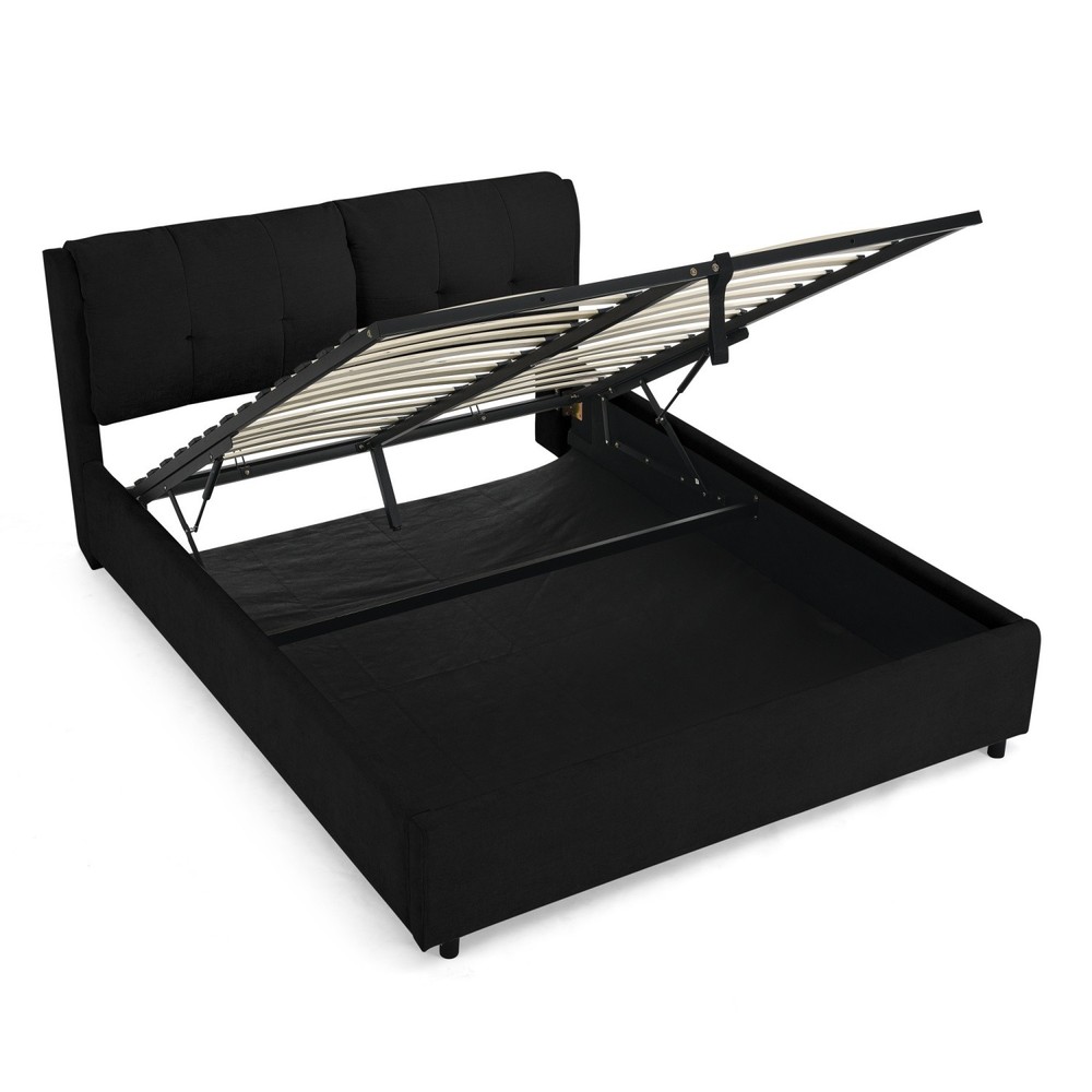Queen/King Size Upholstered Platform Bed Frame w/ Hydraulic Storage System