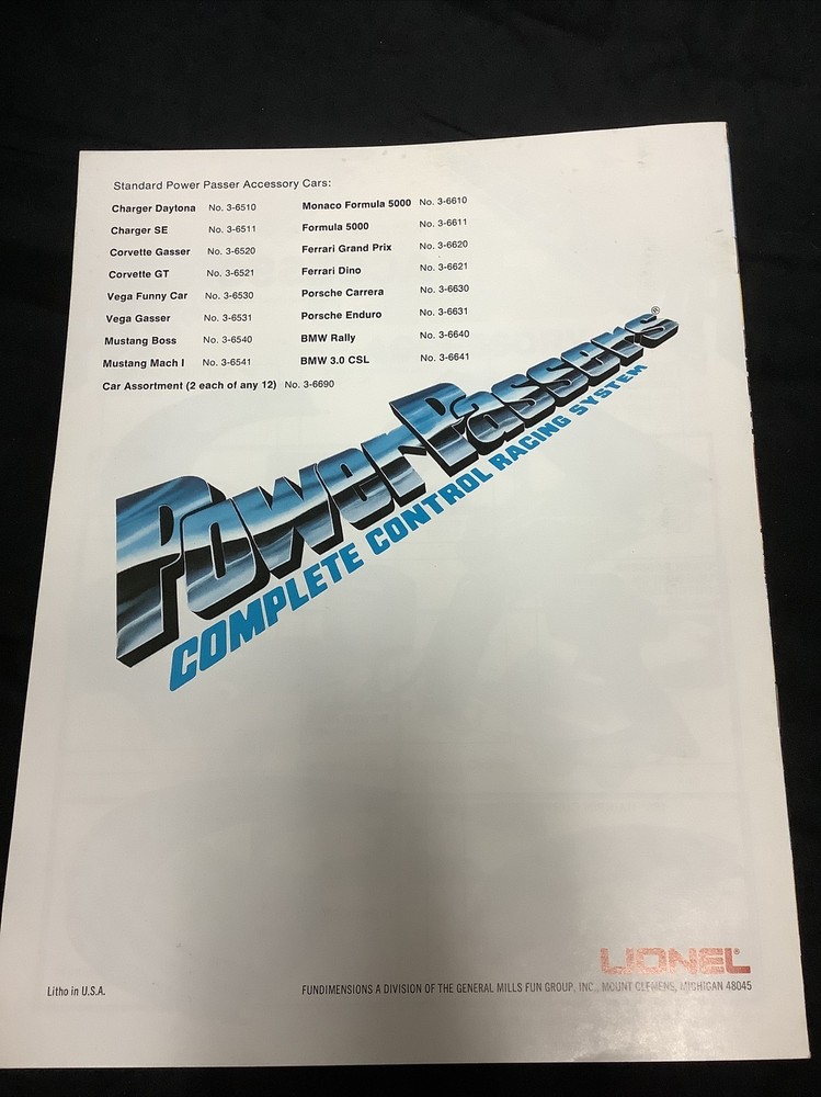 1978 Lionel Power Passers Complete Control Racing System Catalog