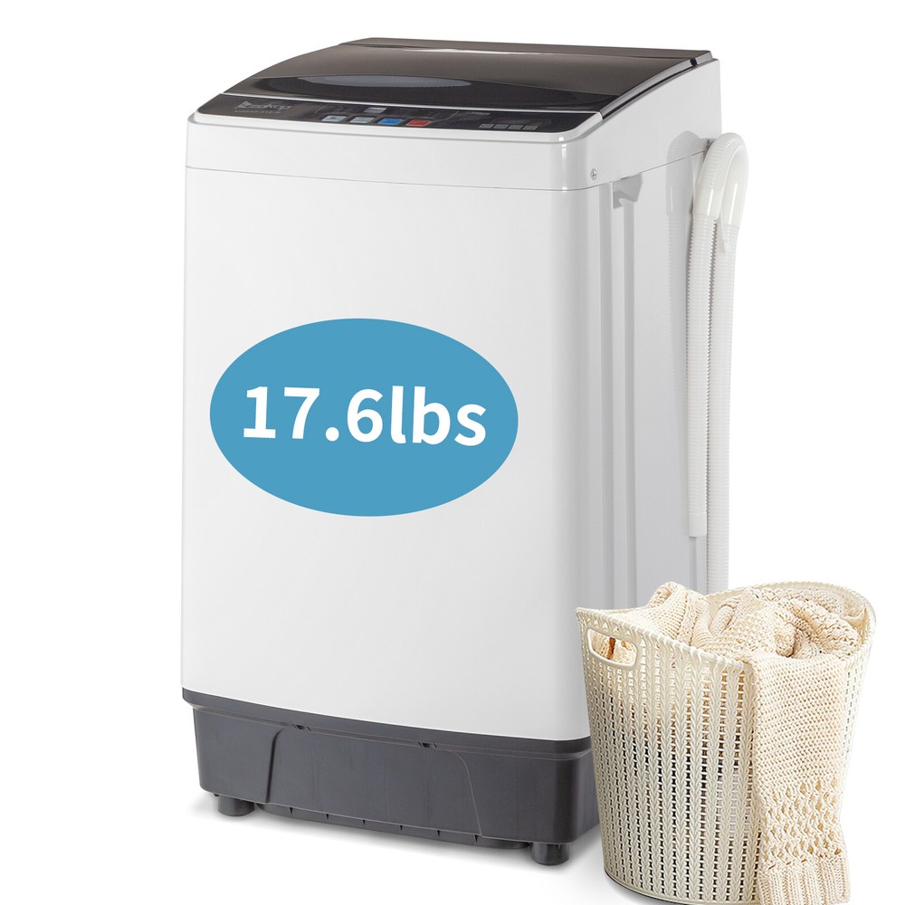 Portable Home Washing Machine 17.6lb Capacity Full-Automatic Compact Washer Spin
