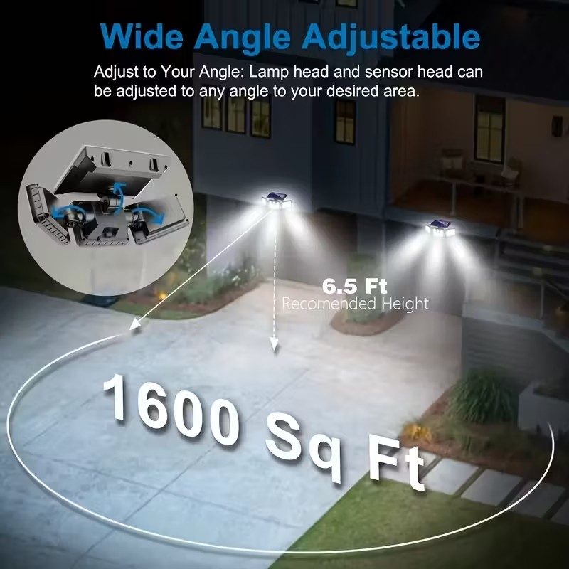 2 Pack LED Solar Lights 3-Head Outdoor Motion Sensor Security Lamp Waterproof US