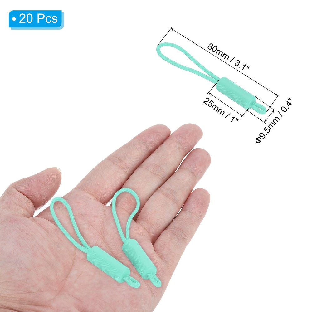 Replacement Zipper Pull Cord, 20Pcs Nylon Zipper Puller Slider, Mint Green