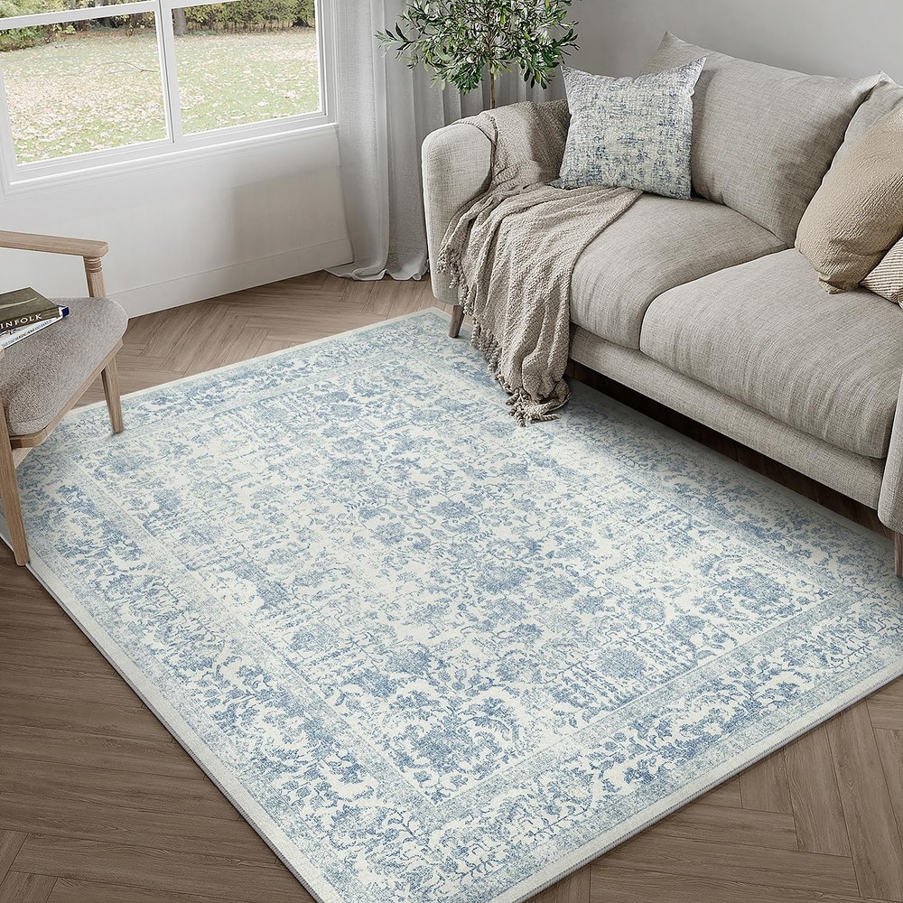 PureCozy Blue Area Rug 3x5 Office 3' x 5' (Rectangular), Accent |