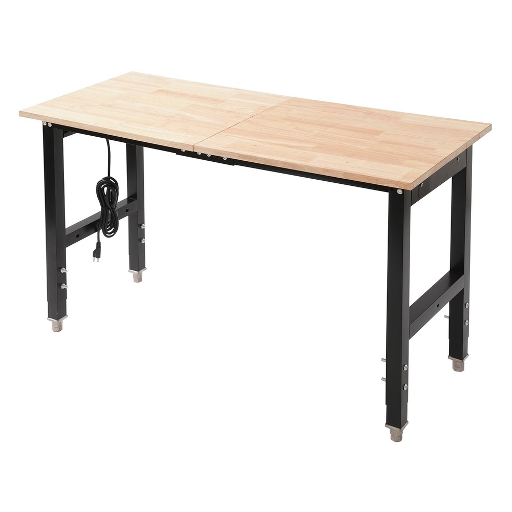 Height Adjustable Workbench with Power Outlets Heavy-Duty Work Table 110V