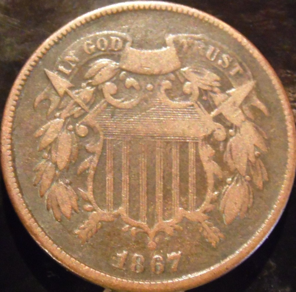 1867 2 Cent Piece VF