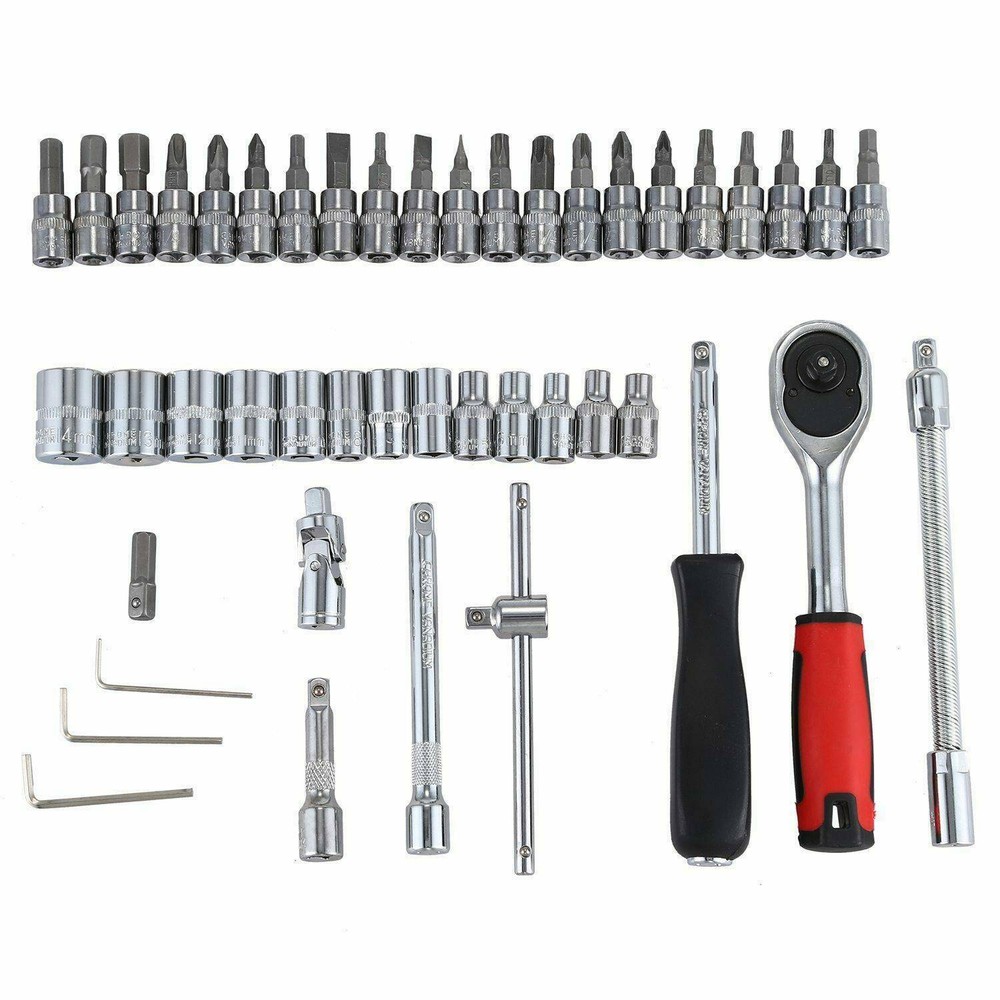 46-Pieces Ratchet Spanner Wrench Socket Set 1/4" Screwdriver Bits Hand Tool Kit