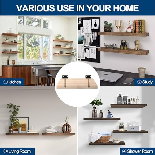16 Pcs 8" Black Solid Steel Floating Shelf Bracket Blind 8 Inch,