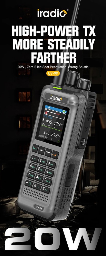 UV99 Protable Transceiver Green 20W Long Range Waterproof Type C AM FM Intercom