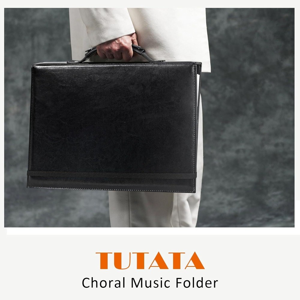 tutata Choral Music Holder, Sheet Folder with Handle and Strap, Black