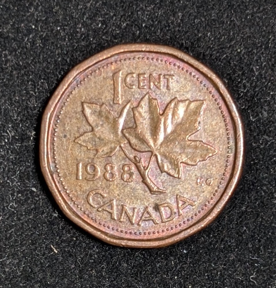 1988 Canada 1 Cent Circulated KM# 132 Brown