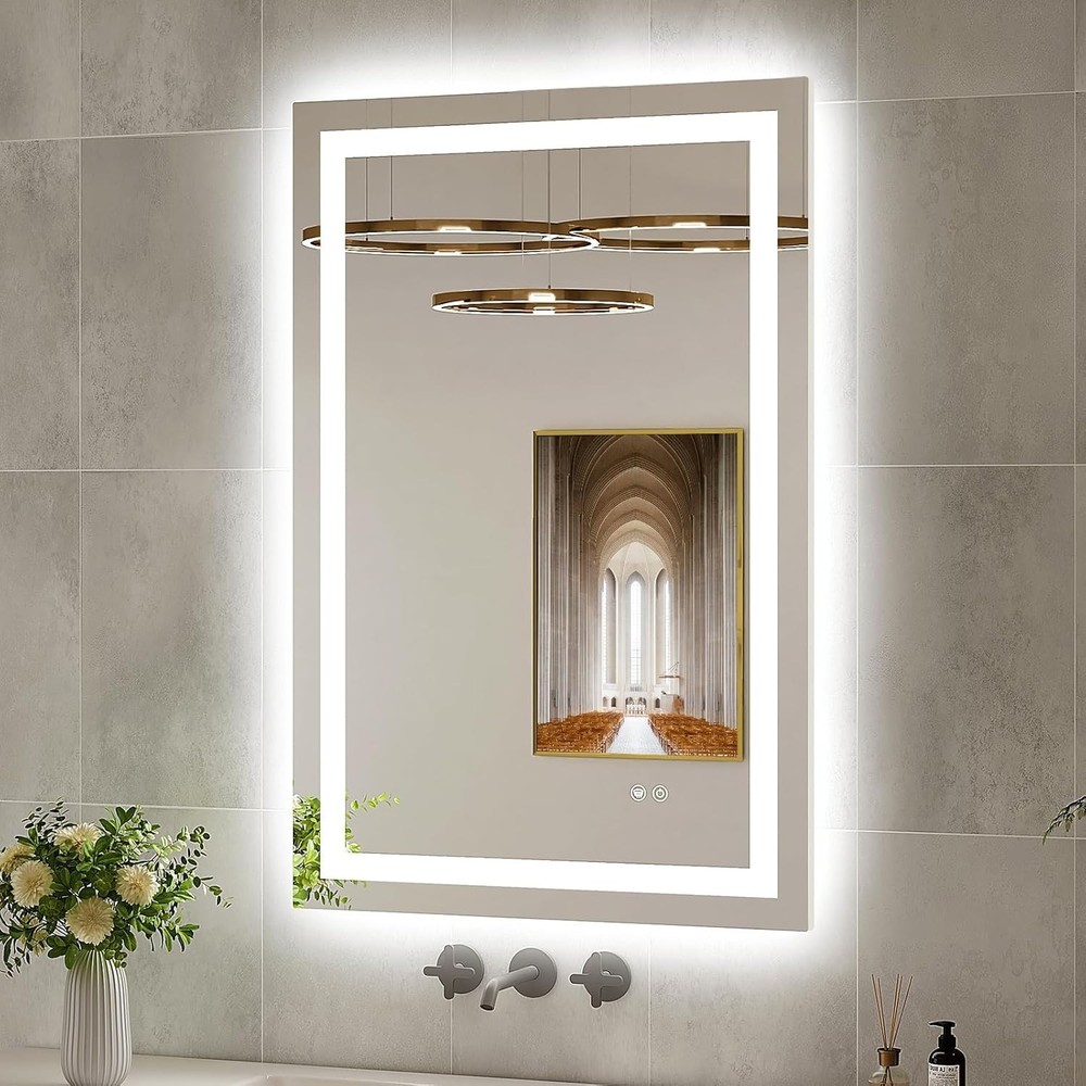 24x36 LED Bathroom Mirror with Lights, Brighter Backlit + Front Lit, Tempered...
