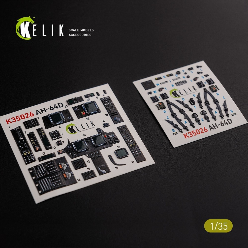 1/35 Kelik K35026 AH-64D Apache interior 3D decals for Meng kit