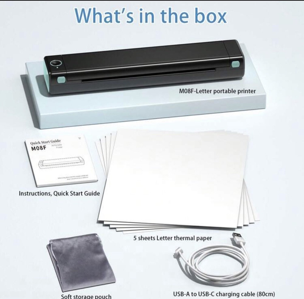 Phomemo M08F Portable Wireless Bluetooth A4 Thermal Printer Inkless -Gray