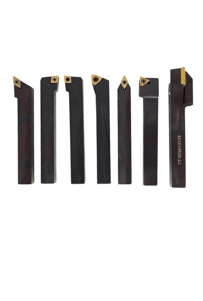 7PC Carbide Indexable Turning Tool 1/2" Lathe Tool Bit Set Thread Insert Holder