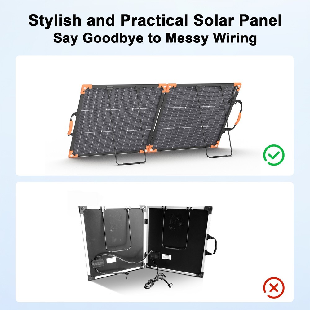 MHPOWOS Bifacial Foldable Solar Panel 200W 100W Portable for Powerstation