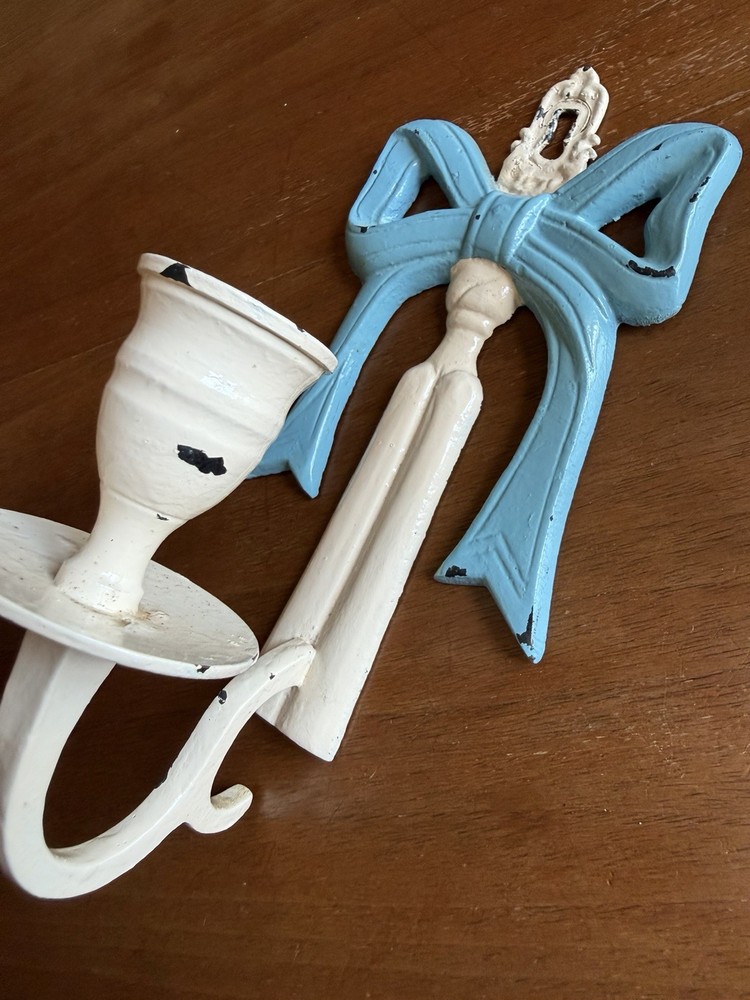 Vintage Shabby Chic Painted Brass Wall Sconce’s