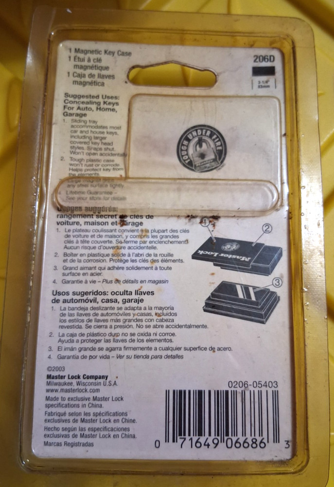 Master Lock 206D 83mm Magnetic Key Case 2003 NIB