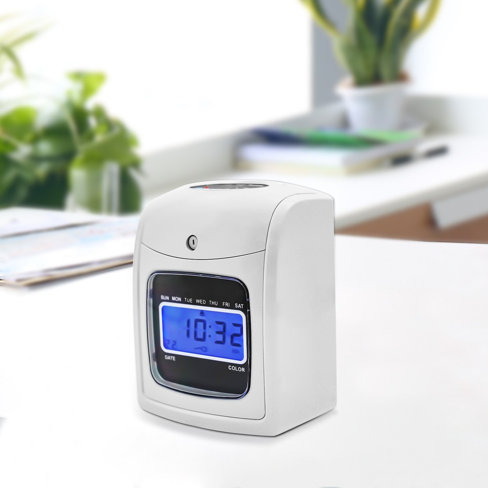 Time Clock Punch Card Employee Attendance Machine LCD Display Check- in Machine