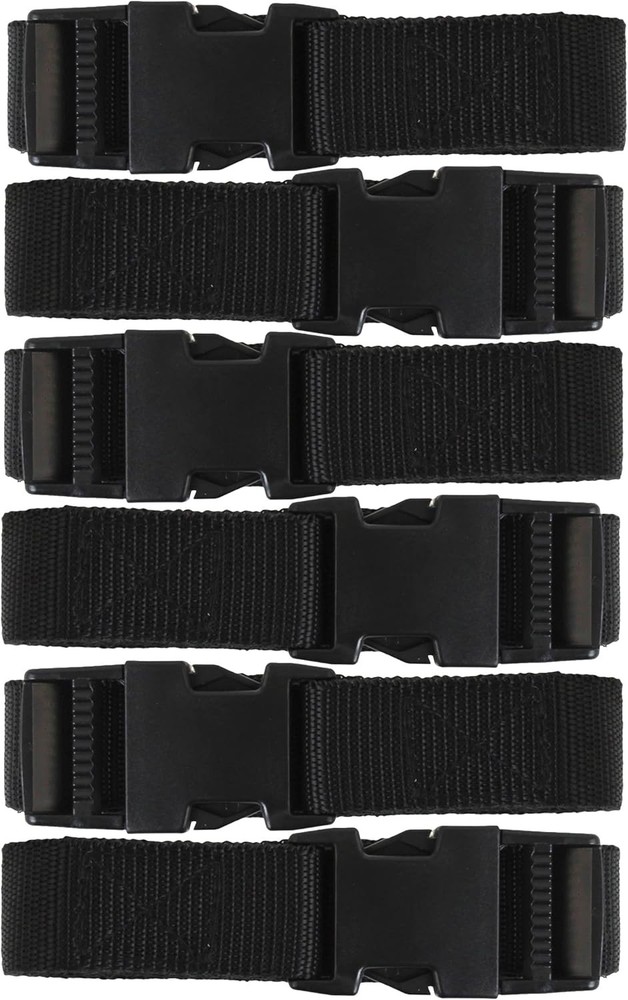 Utility Strap with Quick-Release Buckle, Black, 6-Pack, Black 72-Inch