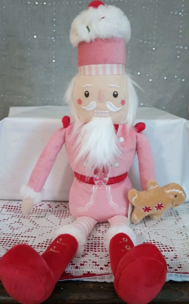 Mon Ami Gingerbread Pink Plush Nutcracker Christmas Decor NEW