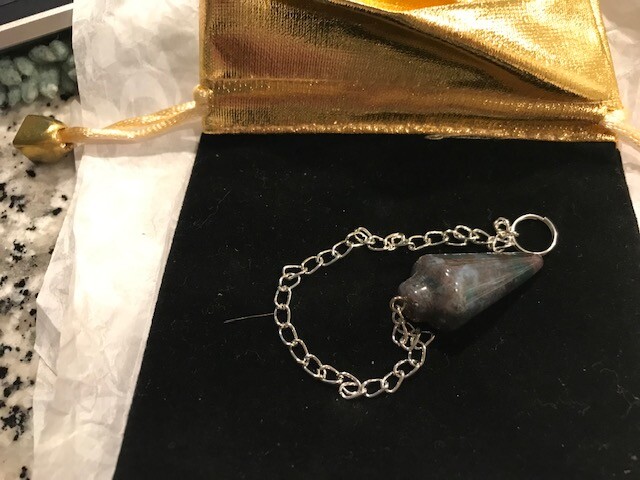 Pendulum with Chain, Greenish Gray Stone