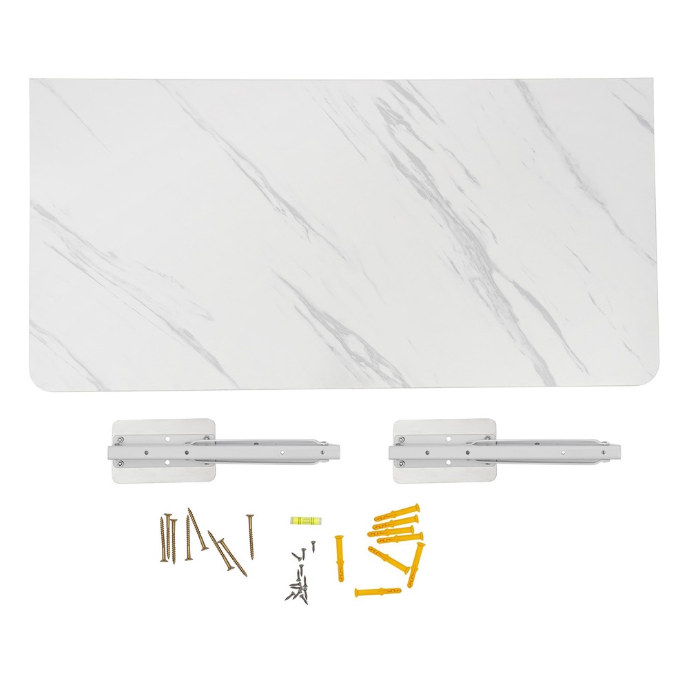 80x40cm White Wall Mounted Folding Table Folding Wall Desk Rectangular Wall Desk