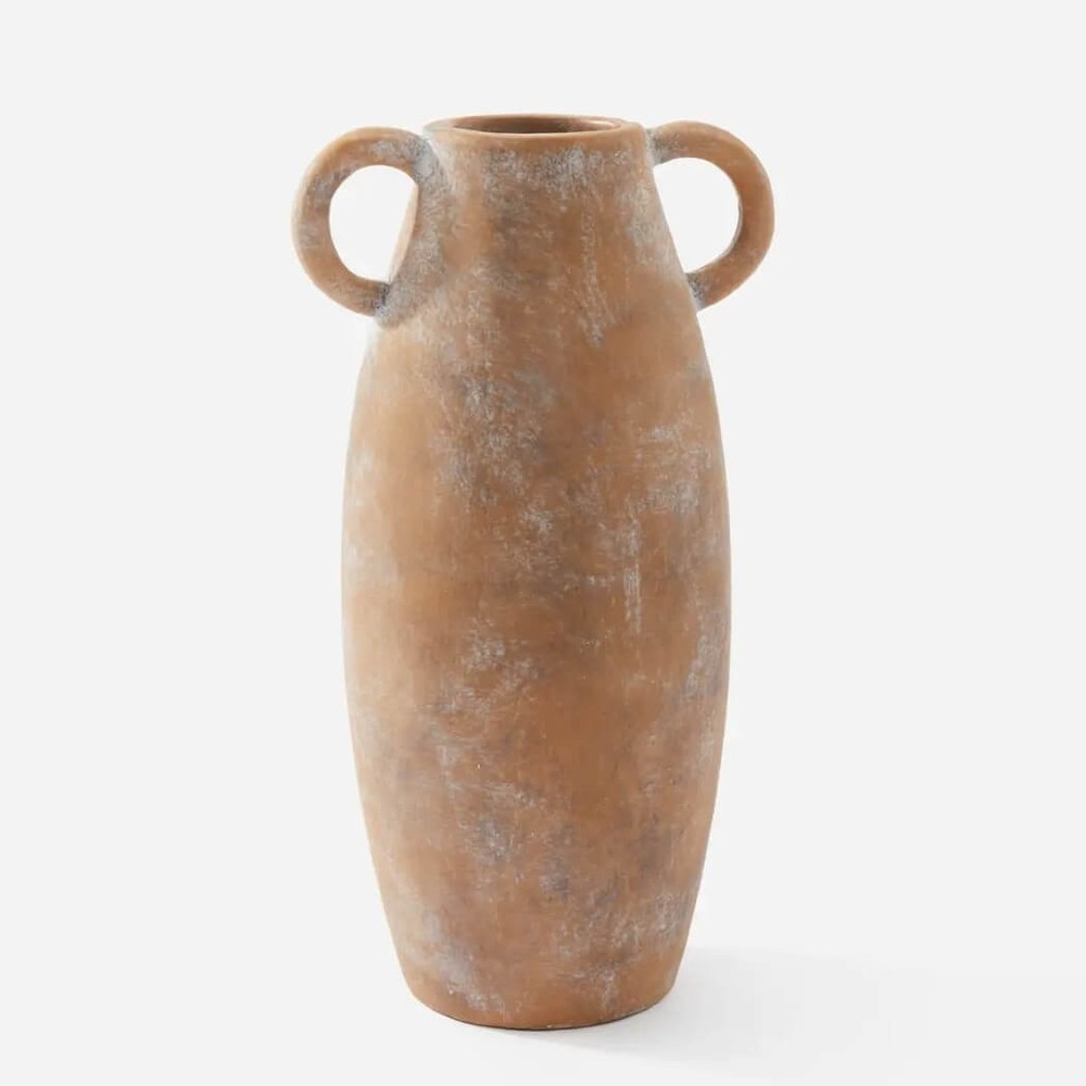Maison Vase with Handles, Brown Porcelain