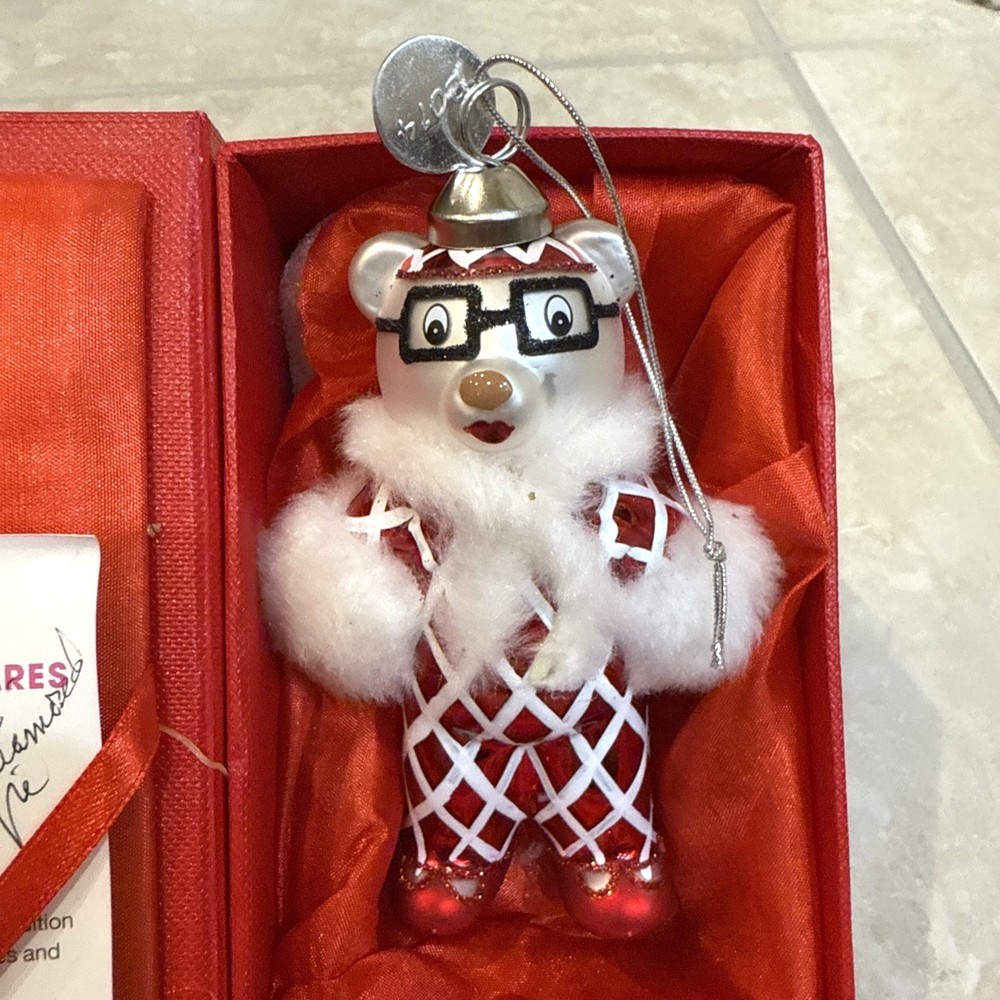 2014 St Jude Limited Swarovski Elements Red White Bear Signed 320/400 & Box