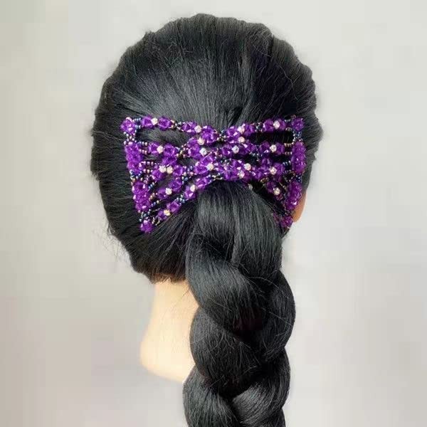Easy Magic Beads Combs Double Stretching Combs Clips, Perfect for Easy Purple