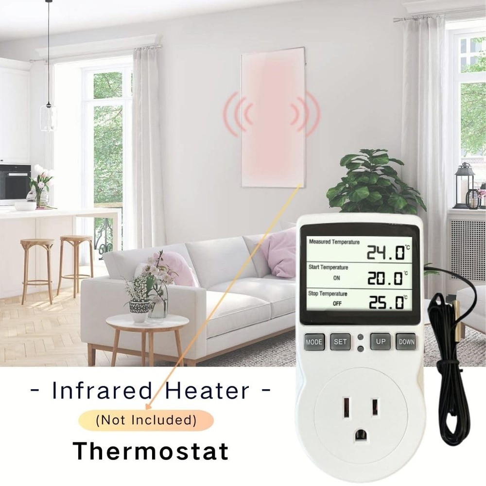 Plug in Thermostat Temperature Controller Electric Digital Thermostat Heating...