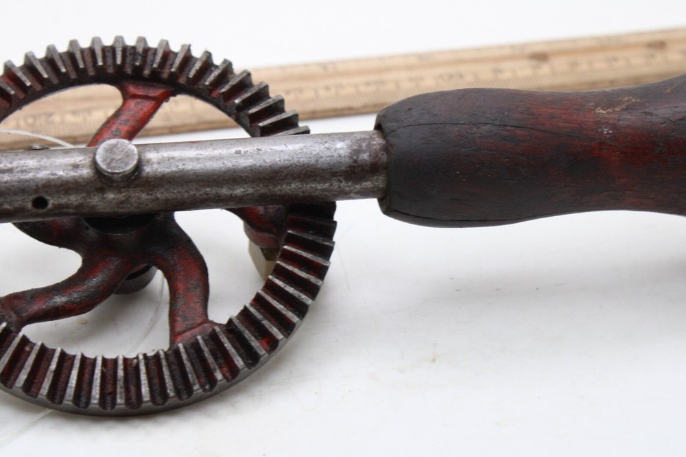 Antique 11" Hand Crank Eggbeater Drill Tool Only