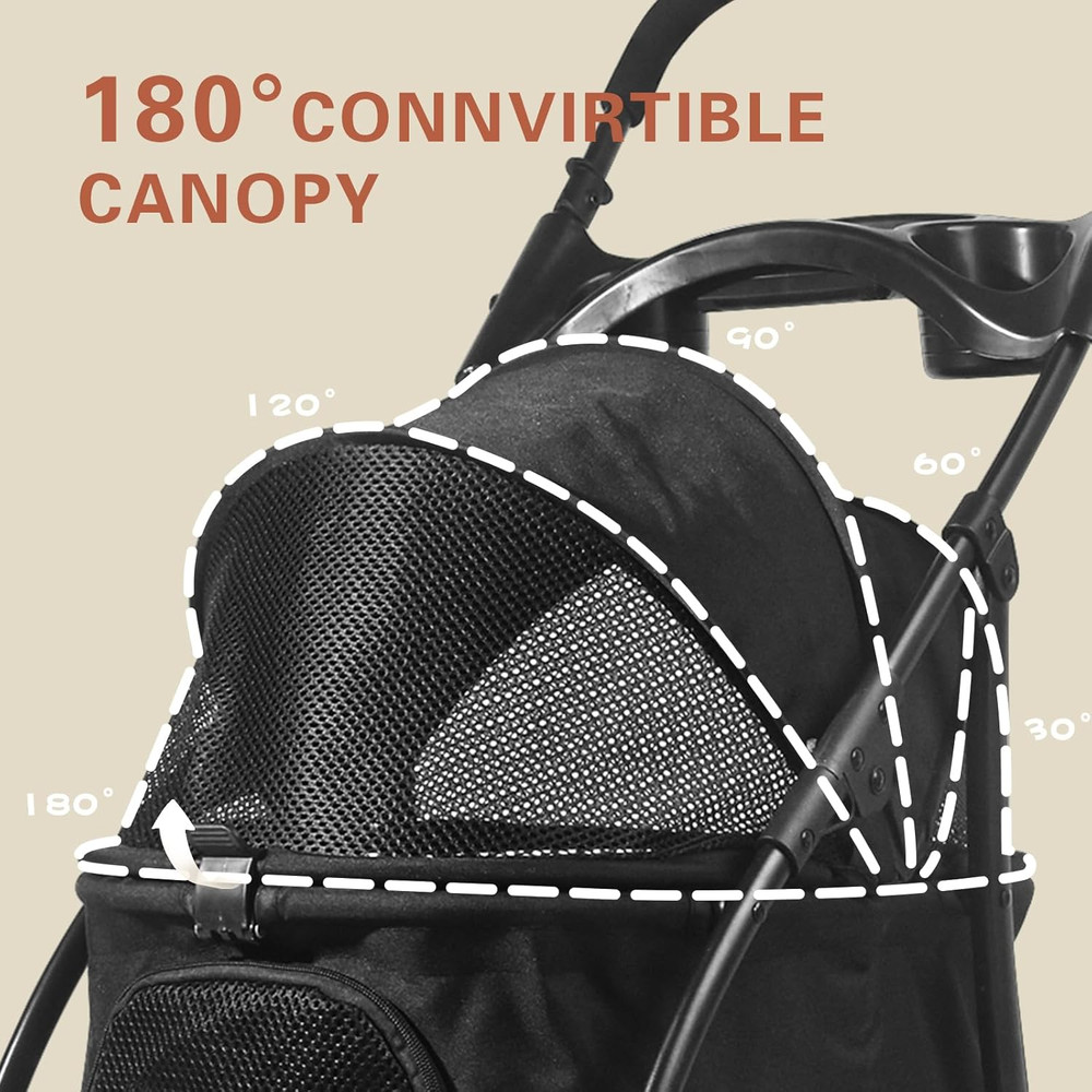 Foldable Pet Stroller, Dog Stroller for Medium Dog 20+ Lbs, 4 Wheels Cats Stroll