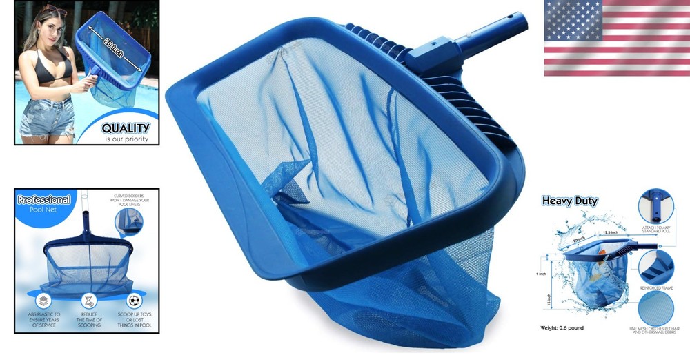 Durable Pool Skimmer Net for Easy Leaf Cleaning