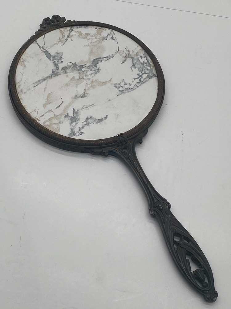 Vintage Vanity Hand Mirror – Decorative Metal Frame