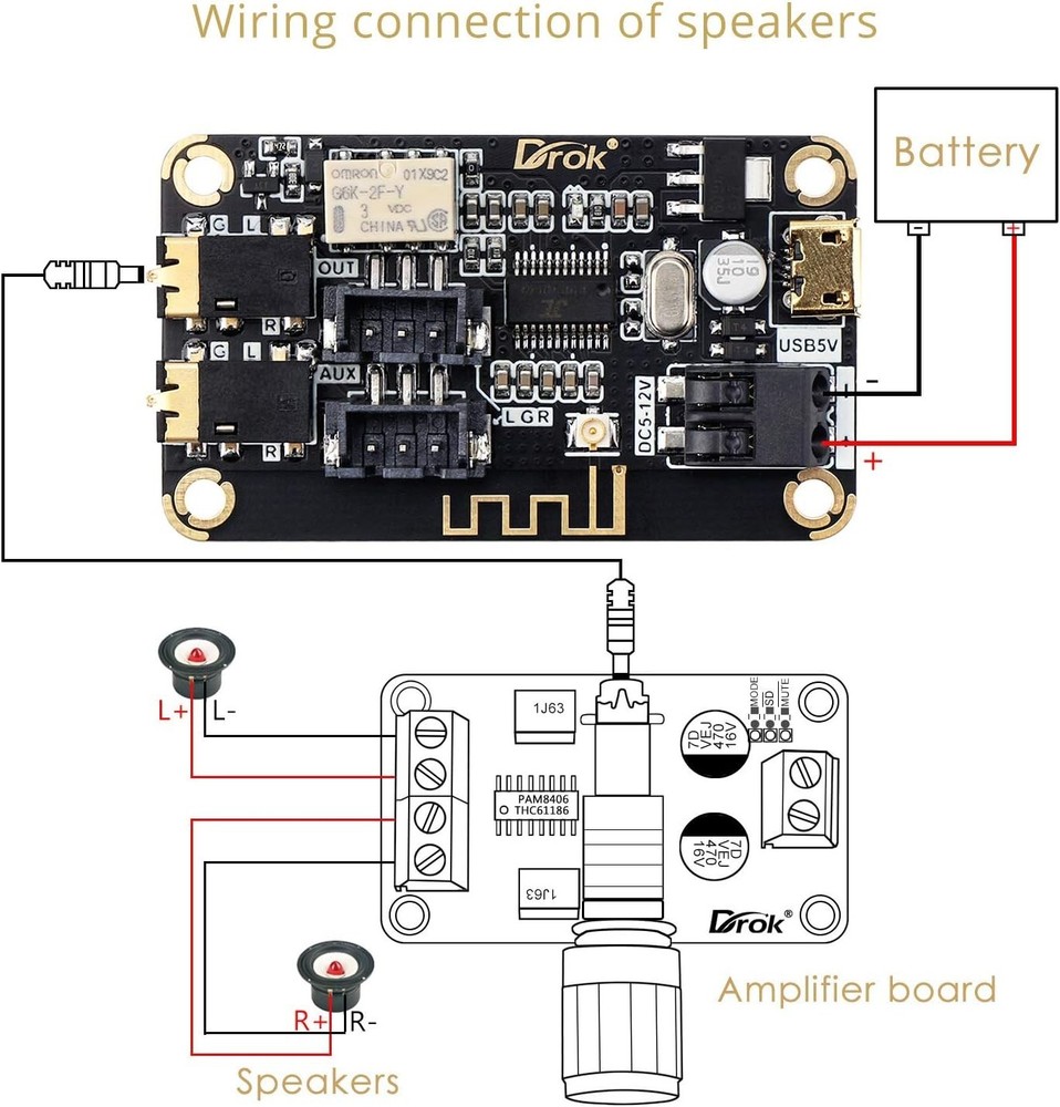 Compact 12V Bluetooth 4.2 Receiver Module - Perfect for DIY Audio Projects