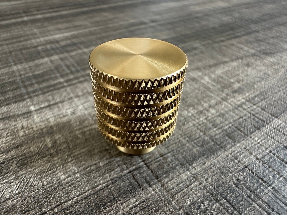Knurled Cabinet Knob Small Round Solid Brass