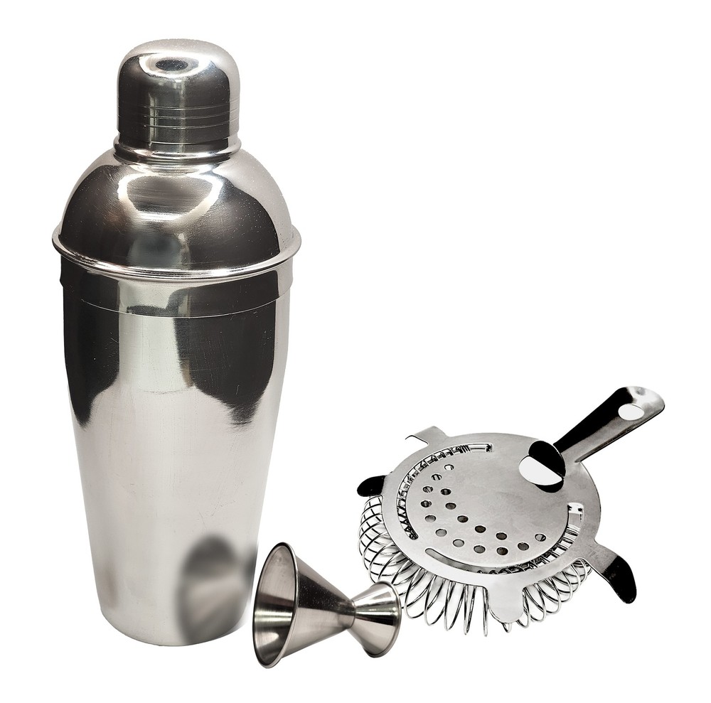 Home Brew Ohio Stainless Steel Cocktail Shaker 750ml, Jigger, and Strainer