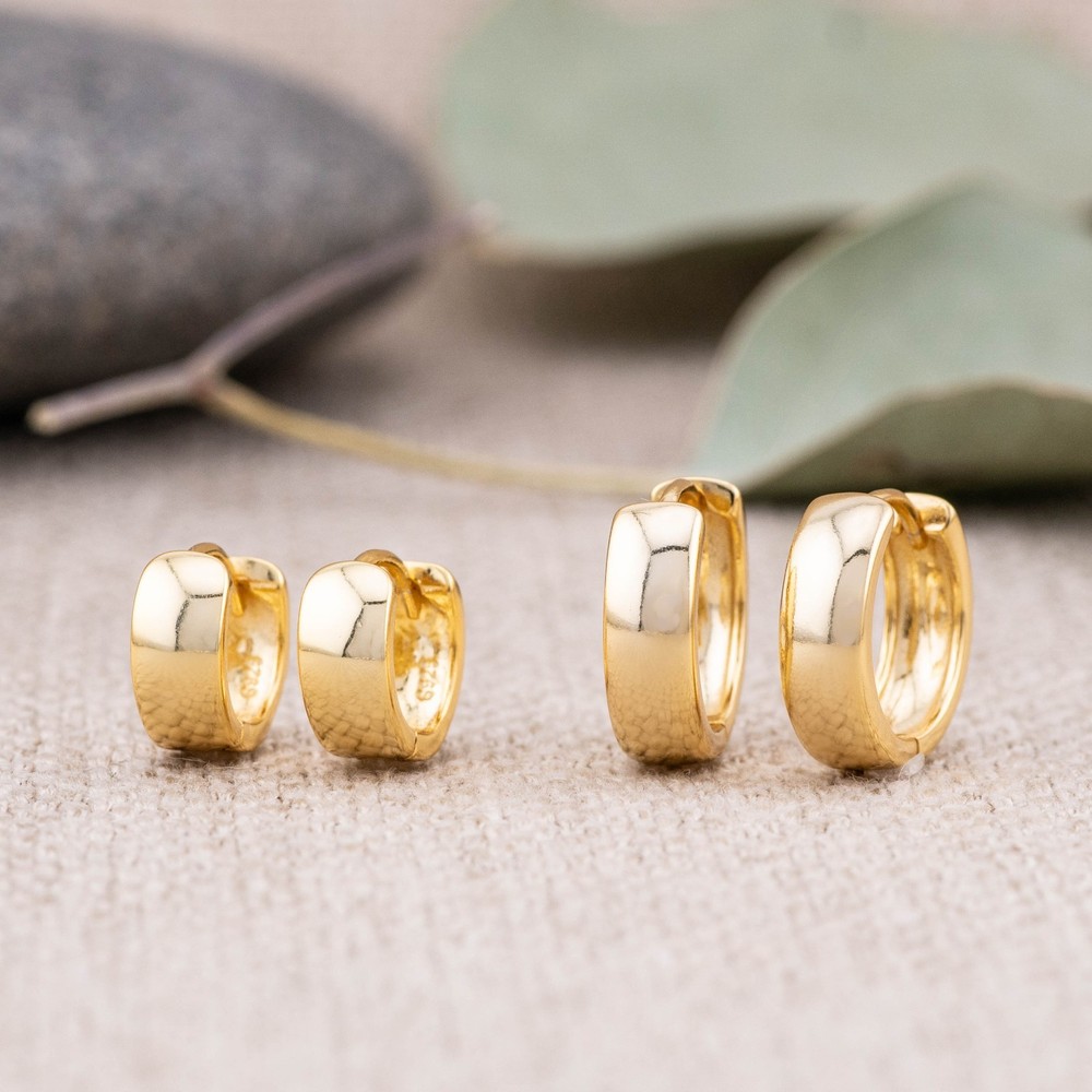 Tiny chunky huggies Solid Sterling Silver 925 or 14K gold fill Simple hoops