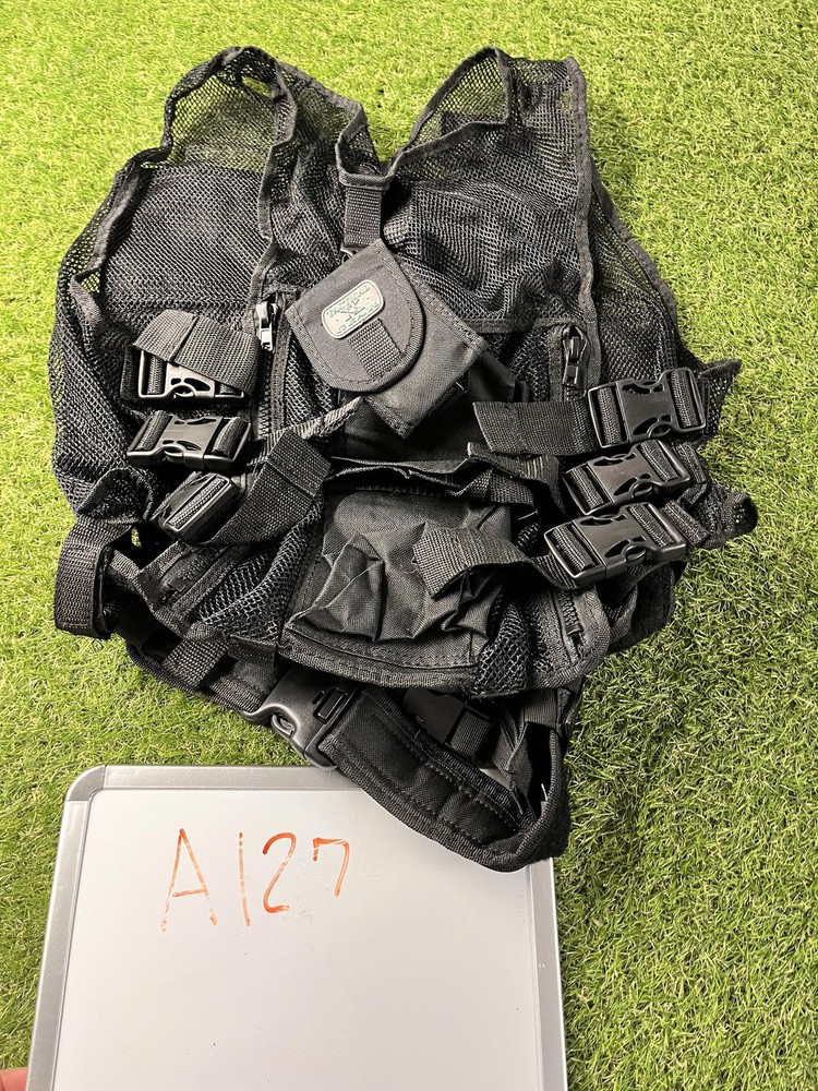 Black Tactical Mesh Utility Vest with Multiple Pockets M/L