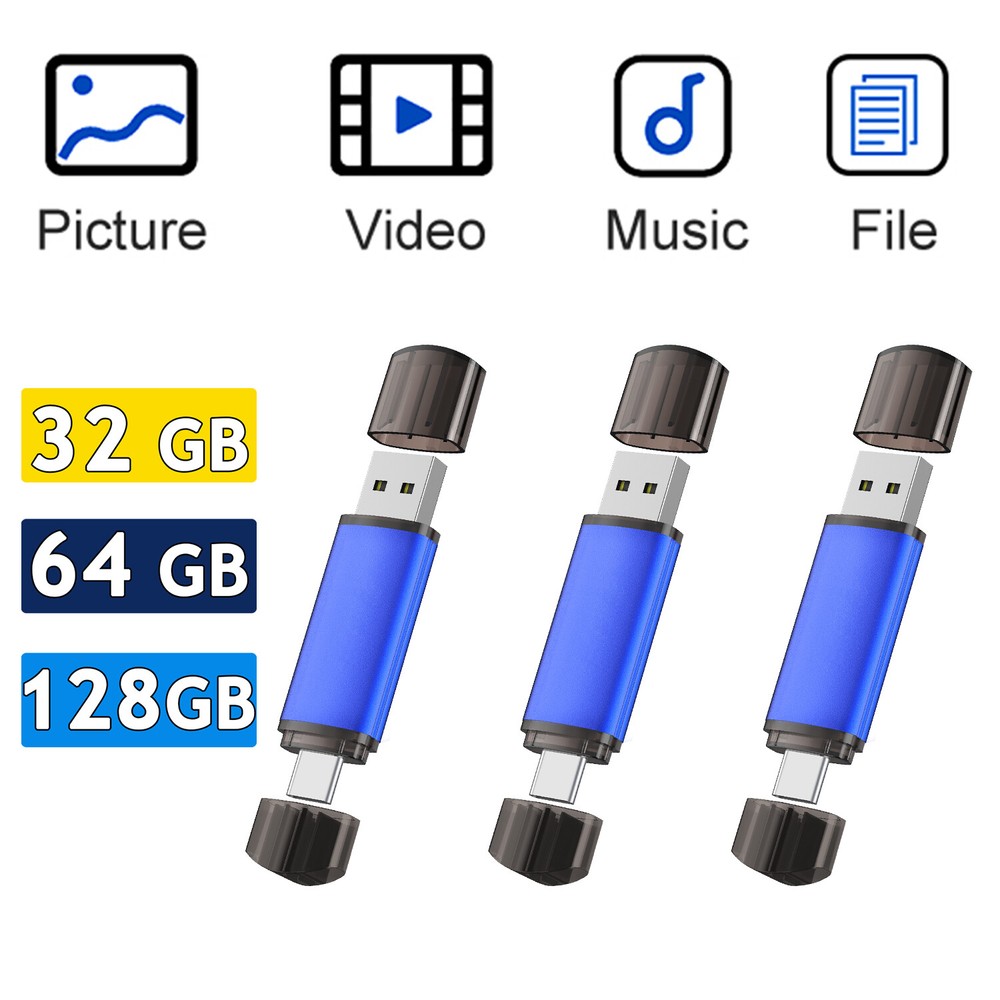 USB 2.0 32/64/128GB Type-C/ A Dual Flash Drive Memory Stick For Android Phone PC