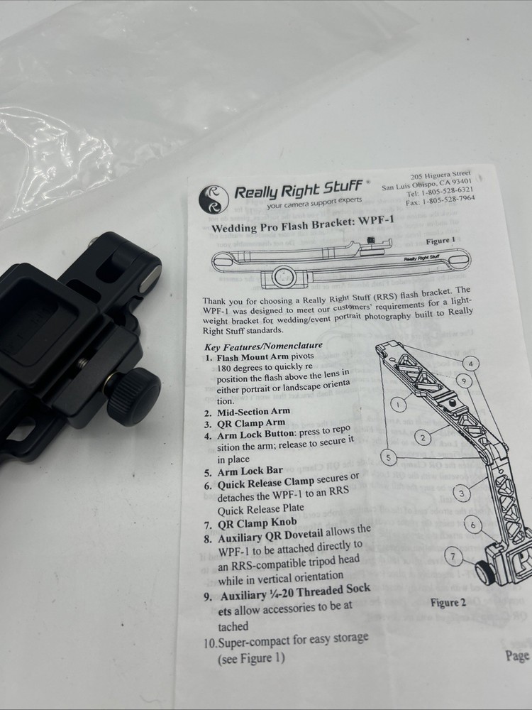 Really Right Stuff WPF-1 A Folding Flash Bracket #202