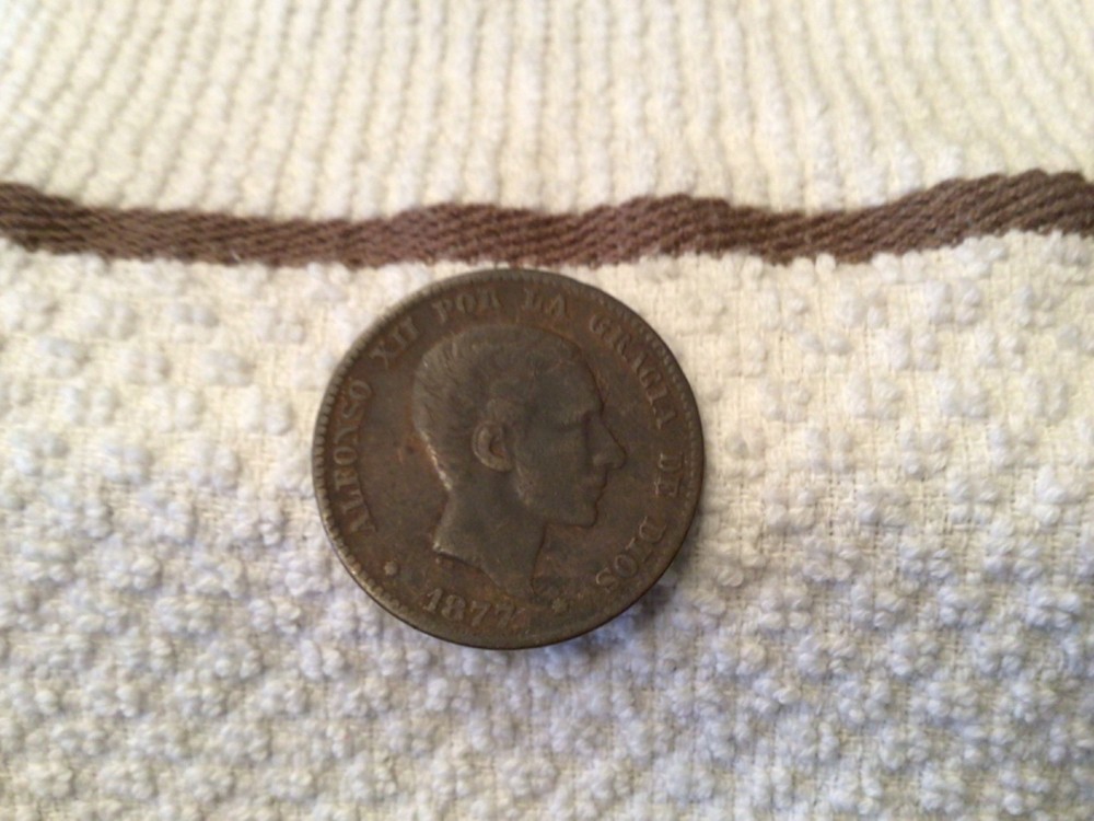 1877 Spain Ten Diez Centimos Coin