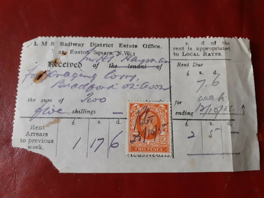 1935 receipt LMS Railway District Estate Office