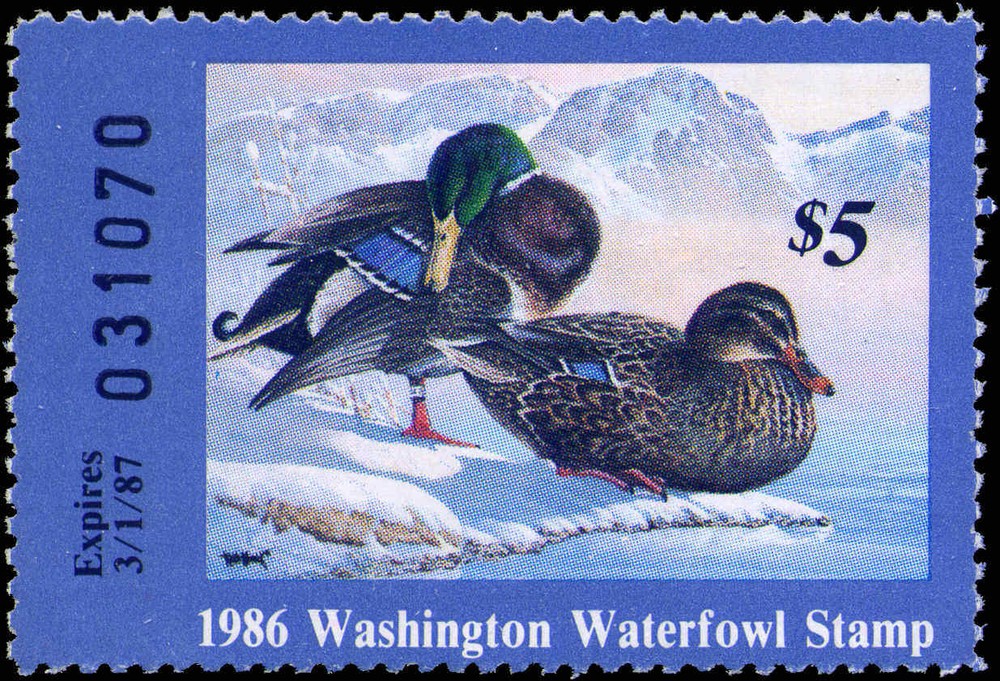 WASHINGTON #1 1986 STATE DUCK  MALLARDS by Keith Warrick