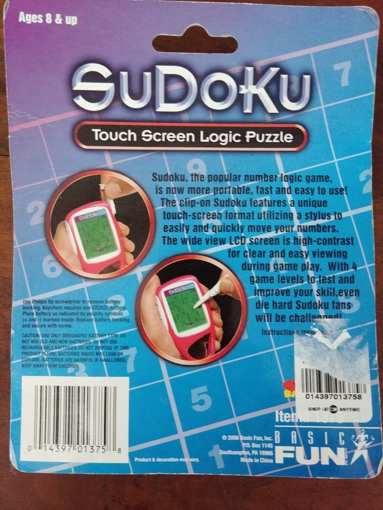 SudokuHand Held Logic Puzzle Electronic Video Game Touch Screen BASIC FUN #1375