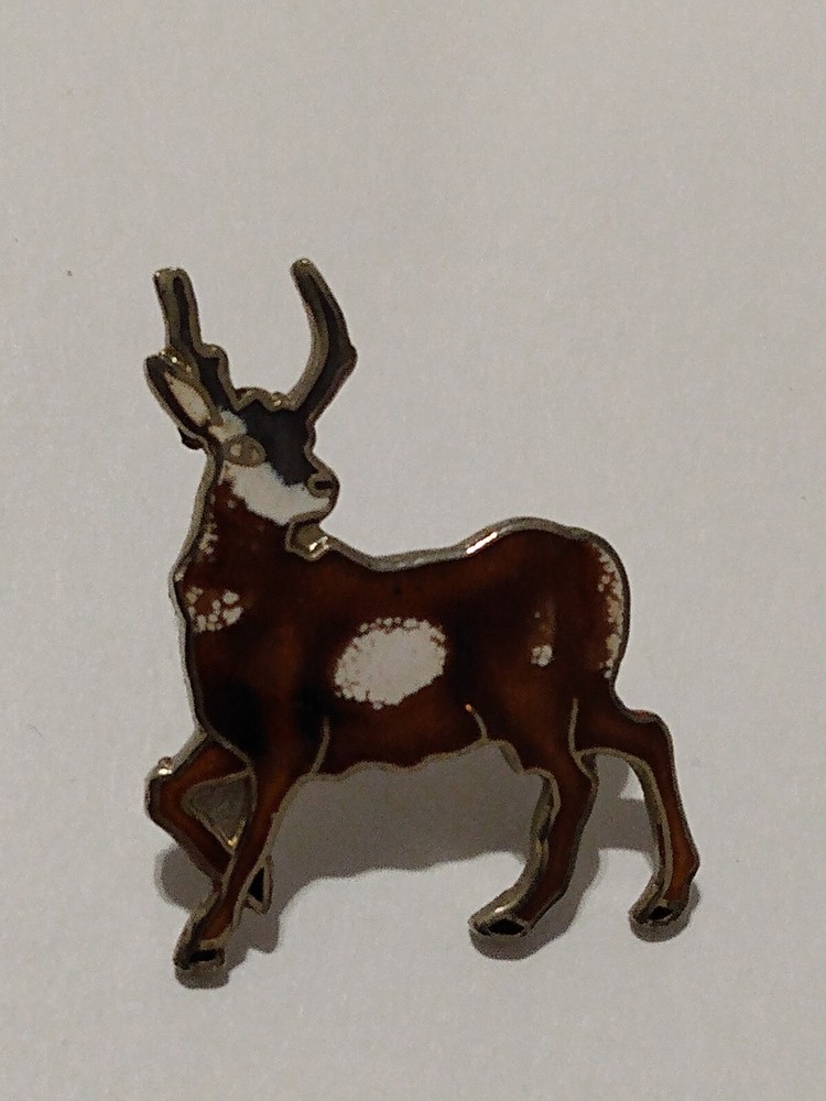 Deer Figure Brown White Lapel Pin